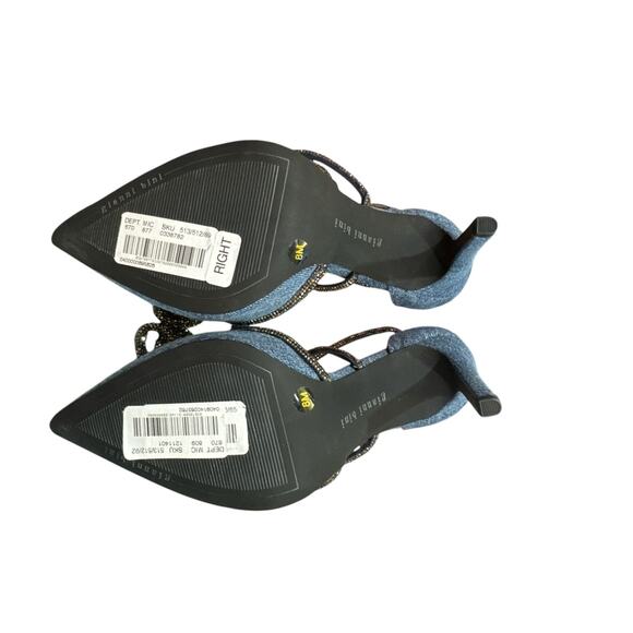 Gianni Bini EzlynnThree Denim Rhinestone Bow Heels 4” Pumps Y2K Coquette sz 8 - Picture 6 of 7